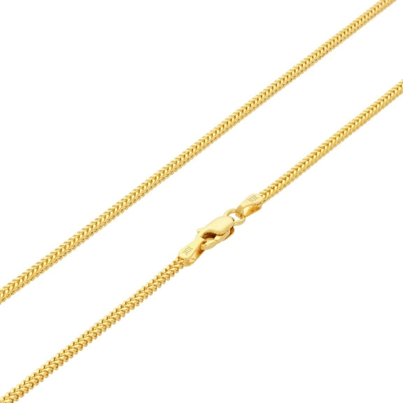 Nuragold 10k Real Yellow Gold Franco Square 1.5mm Box Chain Wheat Chain Necklace (16"-30") Dainty Italian Jewelry for Men & Women