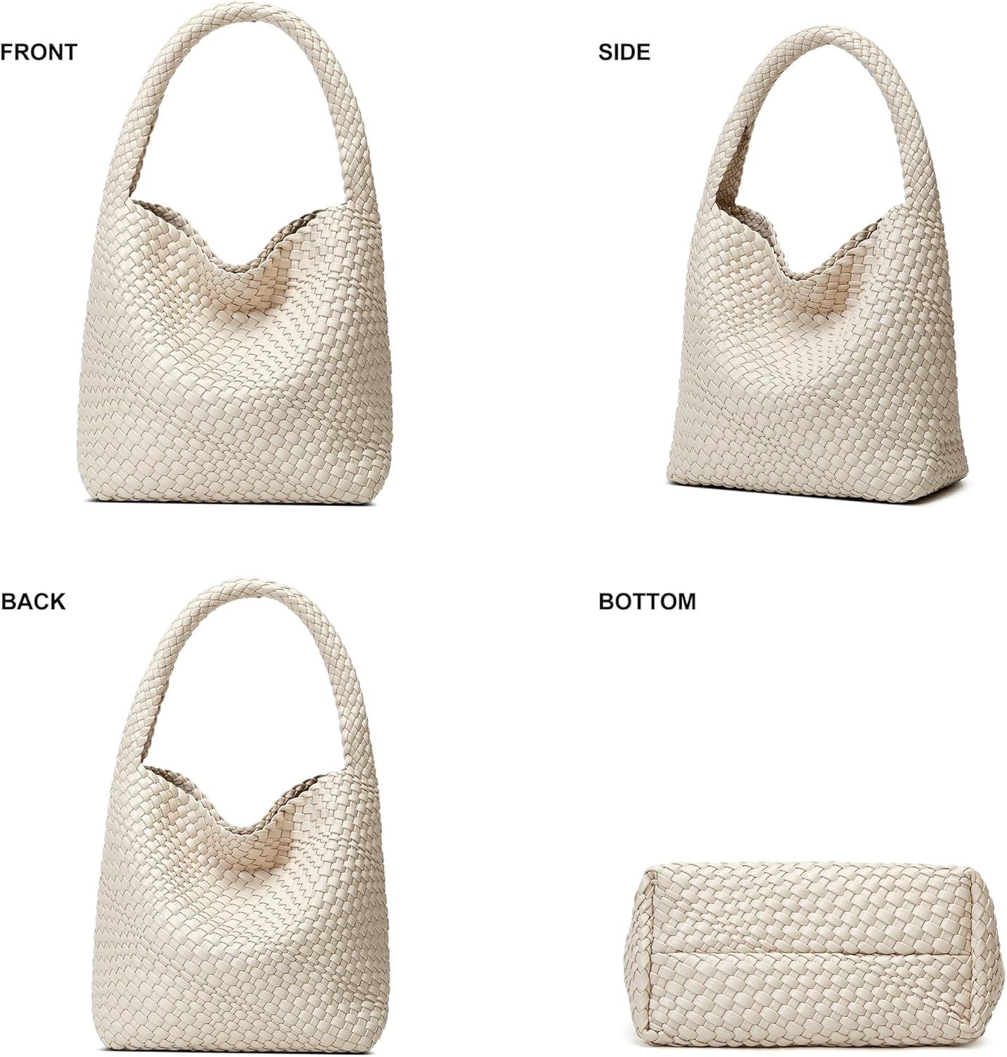 Woven Bags for Women Tote Purse: Vegan Leather Shoulder Handbags - Medium Beach Tote Bags - Handwoven Satchel Underarm Purse