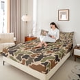 thumbnail image 3 of Castle Fairy Camo Deer King Sheets 4pcs,Rustic Jungle Animal Bedding,Khaki Coffee Black,1 Fitted Sheet, 1 Flat Sheet and 2 Pillowcases, 3 of 6