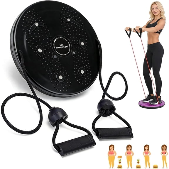 Ab Twist Board with Resistance Bands for Core Workout, Non-Slip Waist Disc