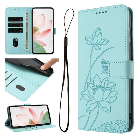 Designed for Google Pixel 10 /10 Pro Floral Embossed Flip Wallet Case PU Leather with Card Slots   Cash Slot, Fashion Shock-Absorbent Kickstand Wrist Strap Protective Women Girls Phone Cover, Green