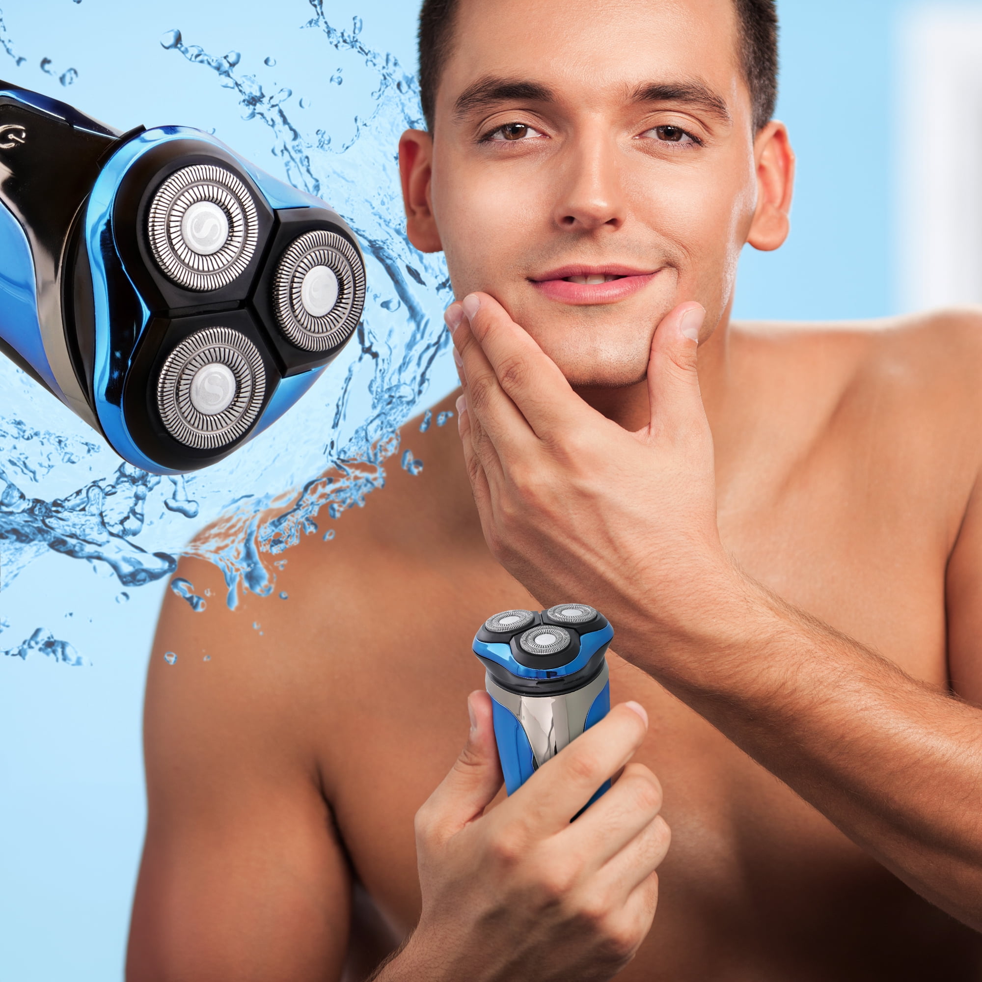 Barbasol Rechargeable Wet & Dry Rotary Electric Shaver for Men with LCD Display