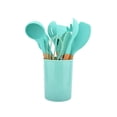 thumbnail image 1 of CNKOO X  Silicone Kitchen Utensil Set 12PCS with Holder Heat-Resistant Silicone Cooking Utensil Set Non Toxic Safe Cooking Tools Wooden Handles Cookware For Home BPA-Free Dishwasher Safe, 1 of 4