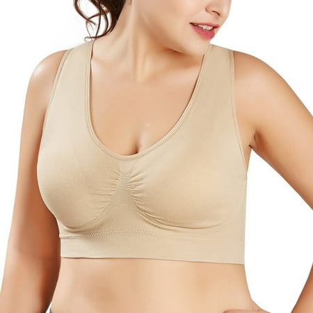 

Women s Breathable Sleeping Bra Yoga Bras Solid Underwear Wire Free Seamless Wide Straps Full Coverage Sport Plus Size Bralette Beauty Back Bra with Removable Padded 3Pack S-3XL