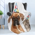 thumbnail image 4 of Boxer Dog Soft Flannel Fleece Throw Blanket, Funny Animal Humorous Image of Boxer Dog and Scottish Fold Cat in Party Caps, Cozy Plush for Indoor and Outdoor Use, 50" x 70", Multicolor, by Ambesonne, 4 of 5