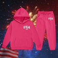 thumbnail image 4 of YunPes Boys USA Sweatshirt Suits Letter & Flag Print Hoodies Harems Pants with Elastic Waist Independence Day Pullover Outfits, 4 of 4