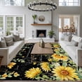 thumbnail image 3 of Black Sunflower Area Rugs 5'x8', Washable Small Throw Rugs for Classroom Bedroom, Summer Eucalyptus Botanical Floral Indoor Outdoor Rug Non-Slip Low Pile Carpet Runner Reversible Floor Mats, 3 of 8