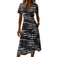 thumbnail image 5 of Minjewel Women's Striped Mini Dress with V-Neck Short Sleeve - Breton Summer Dress, Loose Flowy Beach Party Outfit, Comfy Vacation Top,White,S, 5 of 6