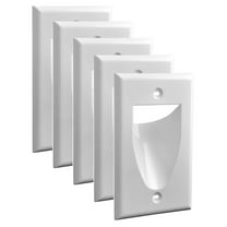 Recessed Single 1 Gang Low Voltage Cable Wall Plate White (5 Pack)