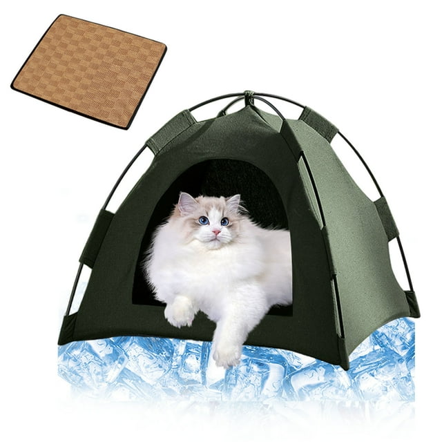 Portable Foldable Pet Tent for Dogs and Cats Indoor Outdoor Washable Canvas Shelter Bed with Removable Cover Design
