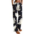 thumbnail image 5 of WTOBBY Women's Drawstring Halloween Print Trousers, Casual Loose Fit Novelty Pants with Elastic Waist for Seasonal Holiday Outfits,White L, 5 of 7