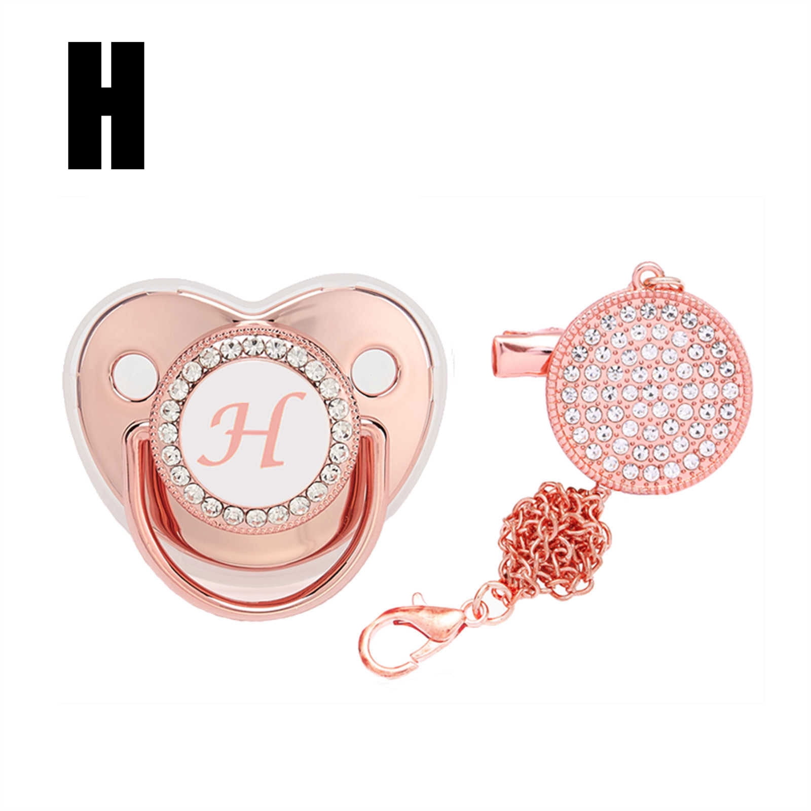 Fridja Baby Pacifier 26 Letter Name Initial Clip Silicone Infant Nipple Bling Newborn Pacifier