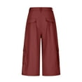 thumbnail image 6 of Women Solid Casual Plain Summer High Waist Capris H-Line Regular Pocket Stitching Fashion Pants Cargo Pants, 6 of 7