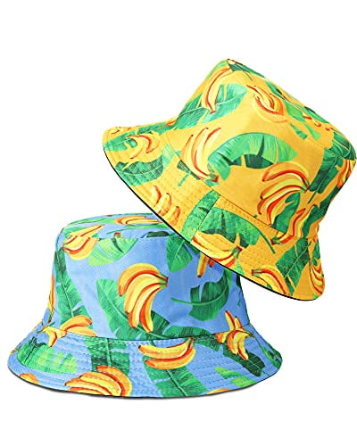 Summer Banana Bucket-Hat Fisherman Sun-Protection Travel Reversible