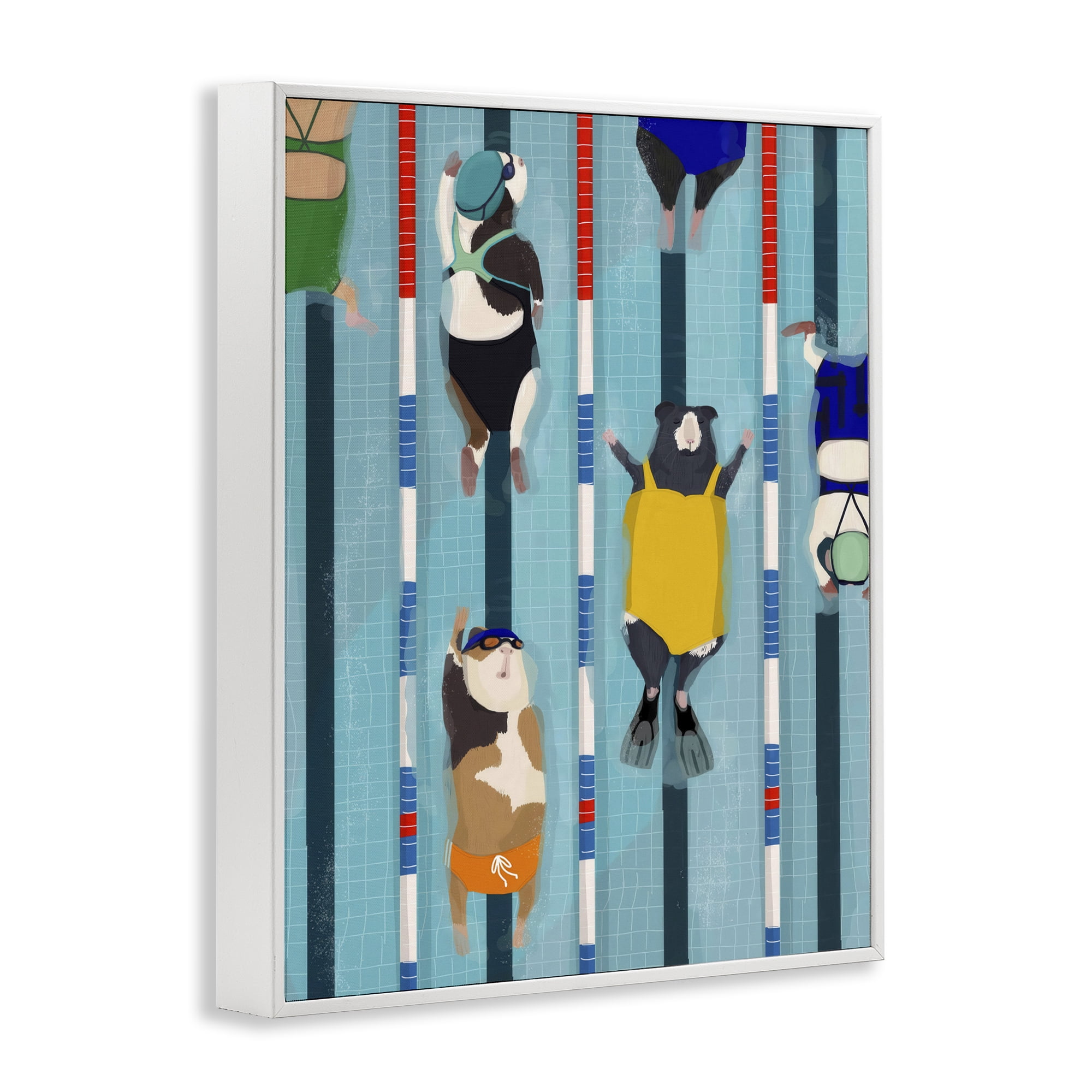 Stupell Industries Guinea Pigs at Lido White Framed Giclee Art, design by Hanna Melin