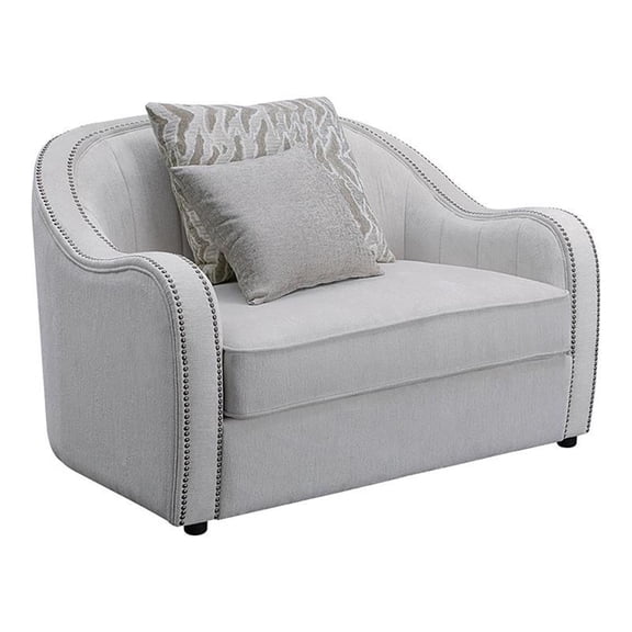 ACME Mahler Chair with 2 Pillows in Beige Linen Fabric