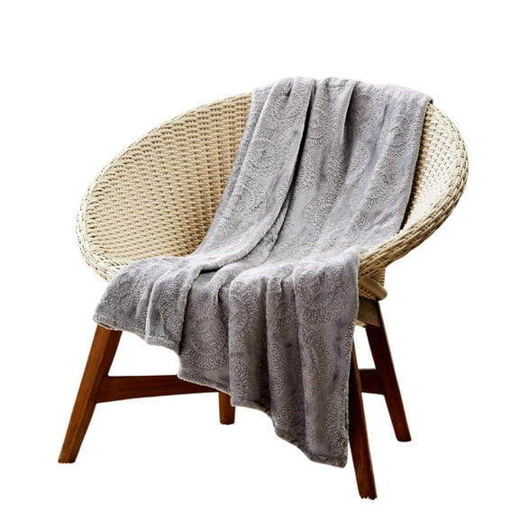 Plazatex Caesar Embossed Decorative Super Soft Throw Blanket for Sleep/Decor 2 Pack 50" x 60" Grey