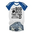 thumbnail image 4 of Womens Sequin Football Shirts 2025 Game Day Funny Graphic Short Sleeved Tops Summer Trendy Casual Pullover Tee Blouses, 4 of 5