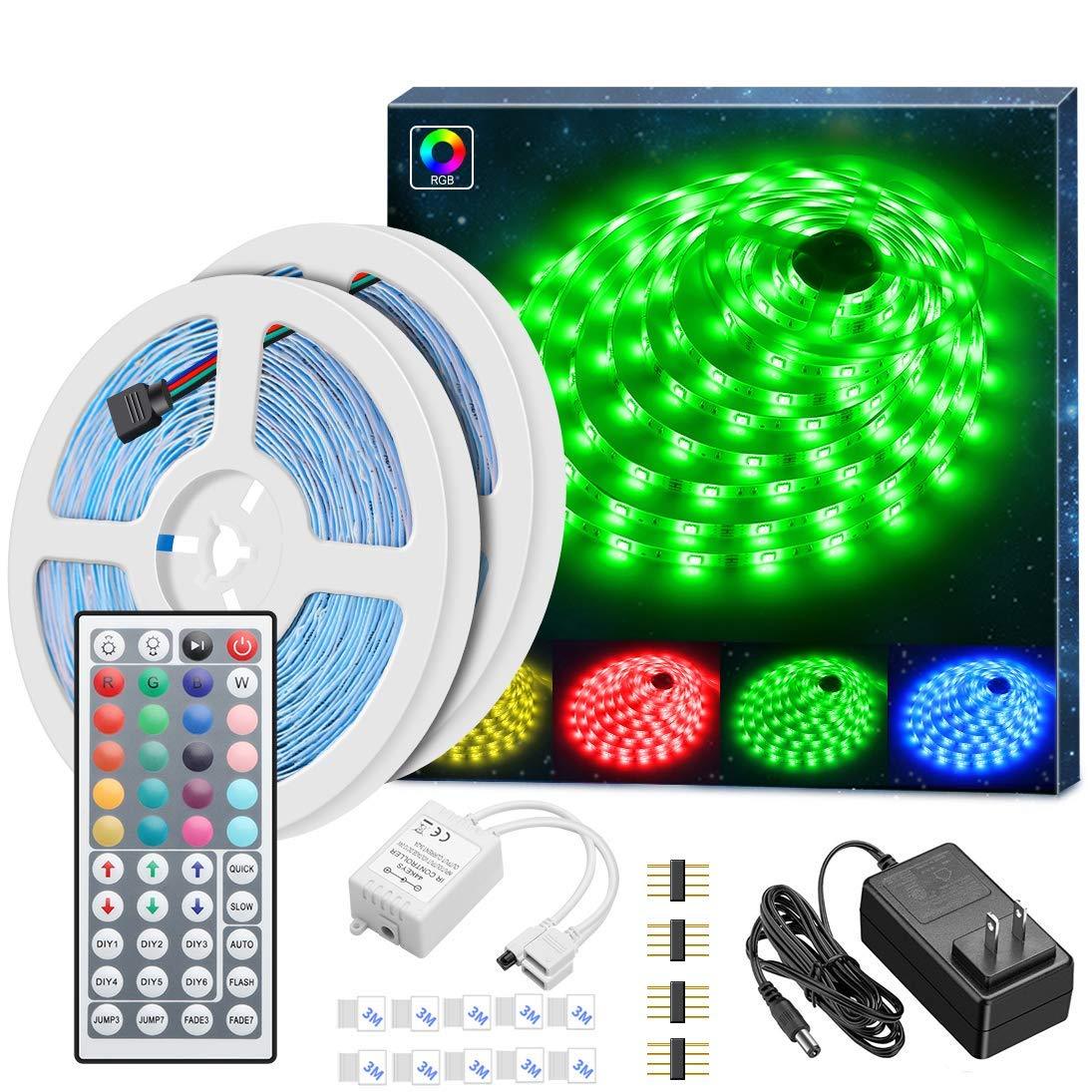 Led Strip MINGER 32.8Ft RGB Light Strip with Remote, Controller Box and Support Clips Ideal for Room, Bedroom, Home, Kitchen Cabinet, Party Decoration 12V/3A Power Supply, - Walmart.com