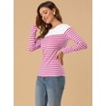 thumbnail image 4 of INSPIRE CHIC T-Shirt à Manches Longues Rayé à Blocs de Couleur d'Halloween pour Femme X-Grand Fuchsia, 4 of 6
