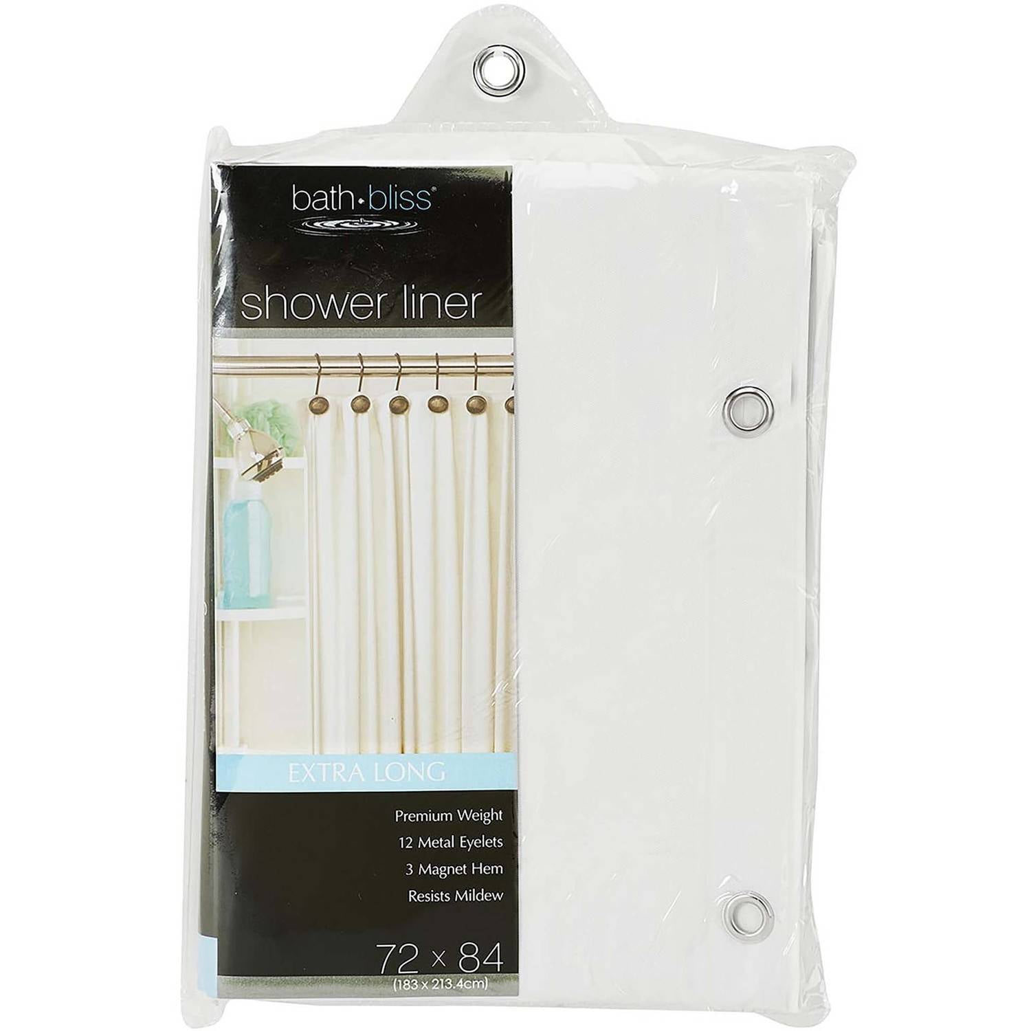 Bath Bliss ShowerCurtain Liner, Extra Long, White (72x84")