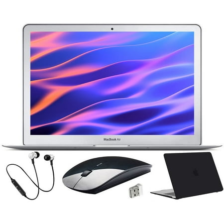 Apple MacBook Air, 13.3-inch, Intel Core i5, 4GB RAM, Mac OS, 128GB SSD, and Bundle: Bluetooth Headset, Wireless Mouse, Black Case - Silver (Open Box)