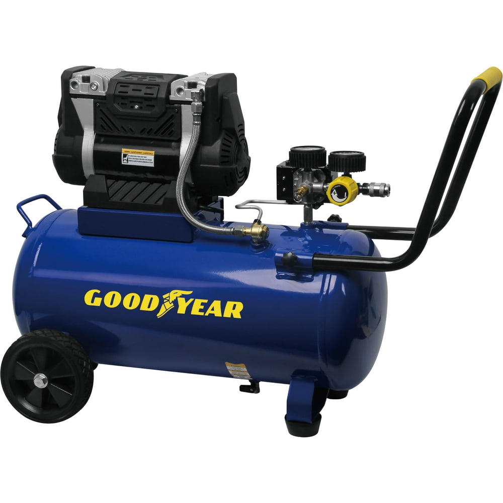 Goodyear 10 Gallon Quiet OilFree Hotdog Air Compressor, Portable with