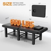 Holaki Massage Table with Backrest, Folding Treatment Table for Physical Therapy Spa Facial Bed, PU Leather Massage Bed with Metal Frame. 660lbs, Black