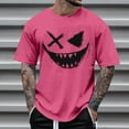 thumbnail image 1 of Blusas y camisas de manga corta con cuello redondo para hombre, blusas casuales de verano a la moda con cuello redondo y estampado para hombre., 1 of 4