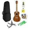 Lanikai MAS-C All Solid Concert Ukulele with Case, Tuner, Strings, Stand, More