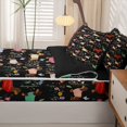 thumbnail image 5 of Homewish Cute Dachshund Zipper Queen Comforter Set with Fitted Sheet and 2 Pillowcases,Kawaii Floral Plants Zipper Bedding Set,Black,Black Reversible,4pcs, 5 of 8