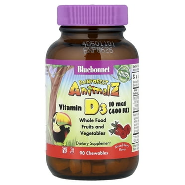 Bluebonnet Nutrition - Animalz Vitamin D3 Natural Mixed Berry Flavor 400 IU - 90 Chewable Tablets