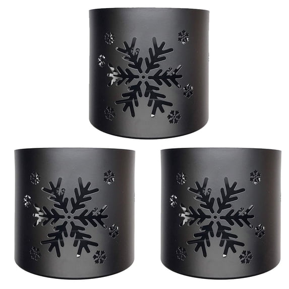 Tea Light Votive Wraps Decorative Black Metal Snowflake Candle Holder Lantern for Home Décor, Wedding, Spa, Party Events
