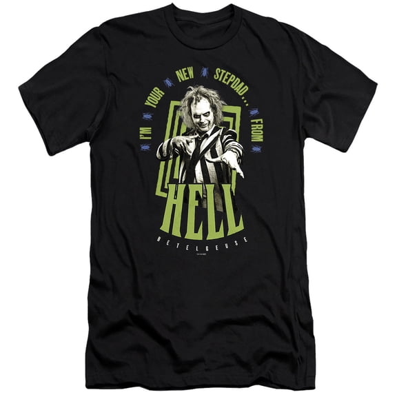 Beetlejuice Beetlejuice Stepdad From Hell Unisex Adult Canvas Brand T Shirt, Black, X-Large