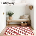 thumbnail image 3 of ODIKA 2'x3' Machine Washable Non-Slip Area Rug, Cane Stripe Holiday Entrance Duo with Jingle Bell Accents High Traffic Rug with Pad, Red, 630244, 3 of 8