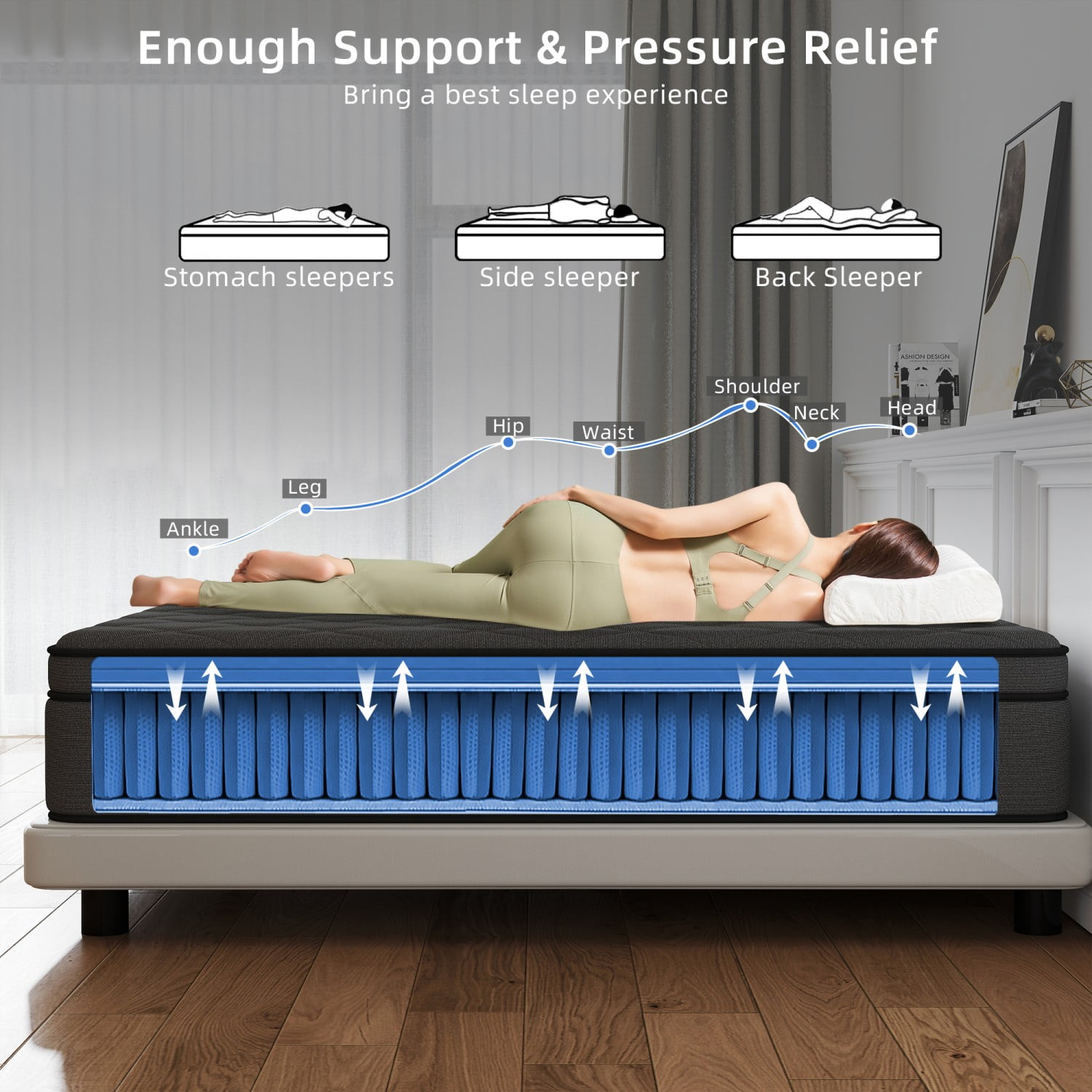 MEANDAROL 12 inch Twin Mattress, Memory Foam & Spring Hybrid Medium Comfort Twin Size in a Box,Adult