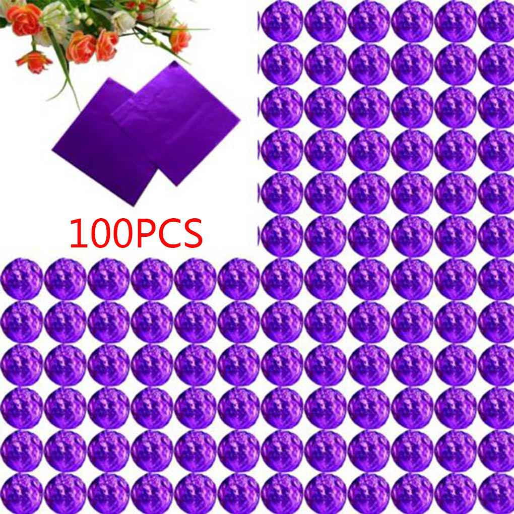 100pcs Square Aluminum Foil Wrappers Colorful Package for Sweets Candy Chocolate Lollipops