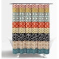 thumbnail image 2 of Bohemian Stripe Shower Curtain, 72" W x 72" L, Turquoise & Orange - Enchanting and Bold Colorful Design Perfect for Boho Bathroom Decor, 2 of 5