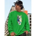 thumbnail image 2 of Colorful Welsh Corgi Walking Sweatshirt Men -Image by Shutterstock, Male XX-Large, 2 of 4