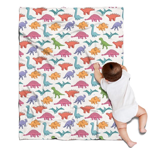 Colorful Cartoon Dinosaurs Pattern Blanket,Comfortable Soft Lamb Wool Throw Blanket,All Season,Warm Lightweight Blankets for Sofa Bed Couch Living Room Chair,30"x40"