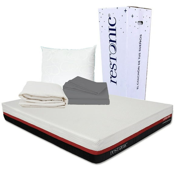 Colchón Individual + Sabanas + Protector de colchón + Almohada Osos Restonic Lather
