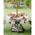 thumbnail image 4 of nqOlkjepod Cute Brown Puppy Outdoor Tablecloth with Umbrella Hole & Zipper, Modern Dog Cartoon Watercolor Round Table Cover 60 Inch, Dining Waterproof Table Cloth Protector for Patio/Party/Picnic, 4 of 7