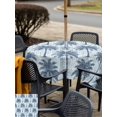 thumbnail image 5 of Outdoor Tablecloth with Umbrella Hole for Patio/Picnic/Party/Camping, Tropical Palm Trees Waterproof Table Cloth Square Cover Washable, Summer Coastal Navy Blue Vintage (54"x 54"), 5 of 9