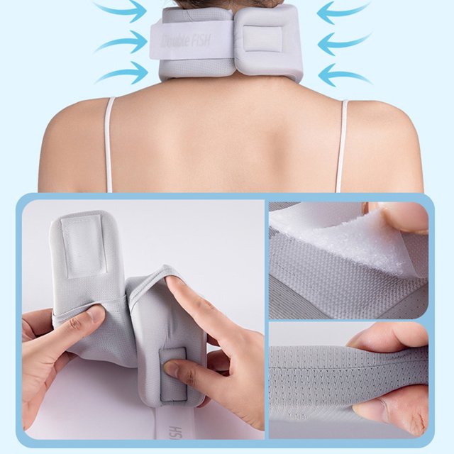 Becaristey Breathable Neck Protection Pad Easy To Wear And Fit Forbreathable Hole Portable Neck Support Bracket grey L