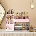 thumbnail image 6 of BAODELI Makeup Organizer with Brush Holder for Vanity, Large Plastic Bathroom Countertop Organizer Skin Care Storage, Easy to Store Lipsticks, Nail Polishes, Perfumes, Eyeshadow Palettes, Pink, 6 of 9
