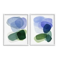 Stupell Industries Minimal Oblong Shapes Abstract Painting White Framed Art Print Wall Art, 16 x 20, Set of 2