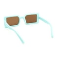 thumbnail image 4 of Kids Size Square Rectangle Thin Plastic Mod Fashion Minimal Sunglasses Sky Blue - Brown, 4 of 4
