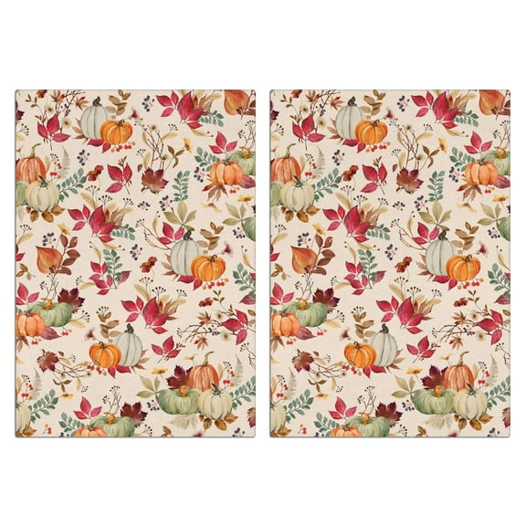 Fall Kitchen Towels Set of 2-Pumpkin & Maple Leaf Printed Tea Towels(18x26 inch)-Absorbent Cotton Home Decor for Thanksgiving,Housewarming Gifts.