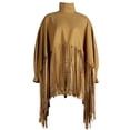 thumbnail image 5 of Thanksgiving Day Sales Juebong Women's Turtleneck Lantern Sleeves Tassel Cape Top Fashion Solid Color Cloak Fringes Coat Tops, 5 of 9