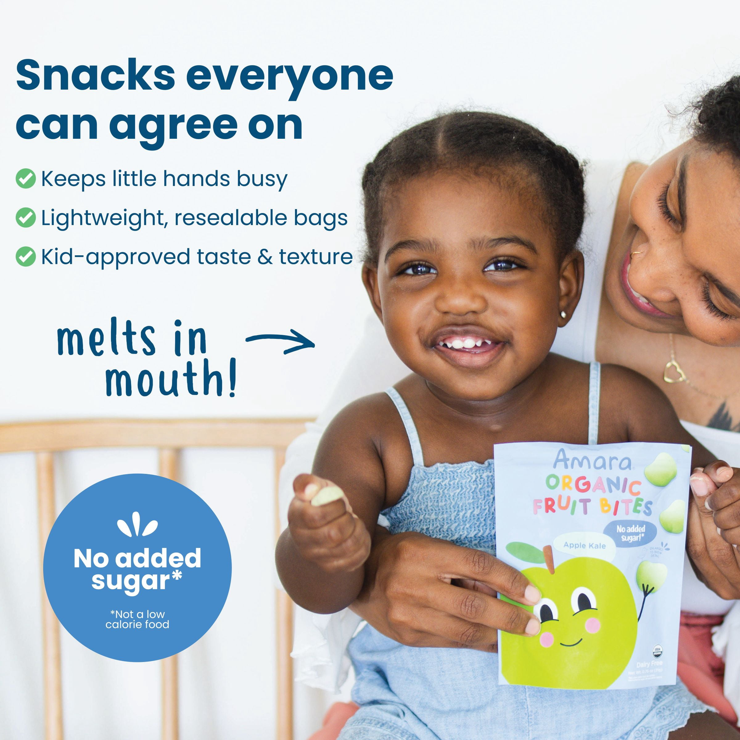 Amara Organic Apple Kale Fruit Bites, Baby & Toddler Snacks, No Added Sugar, Stage 3, .75 oz Bag